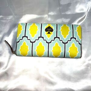 Kate Spade Cabana Tile Lacey Yellow and Blue Geometric Wallet